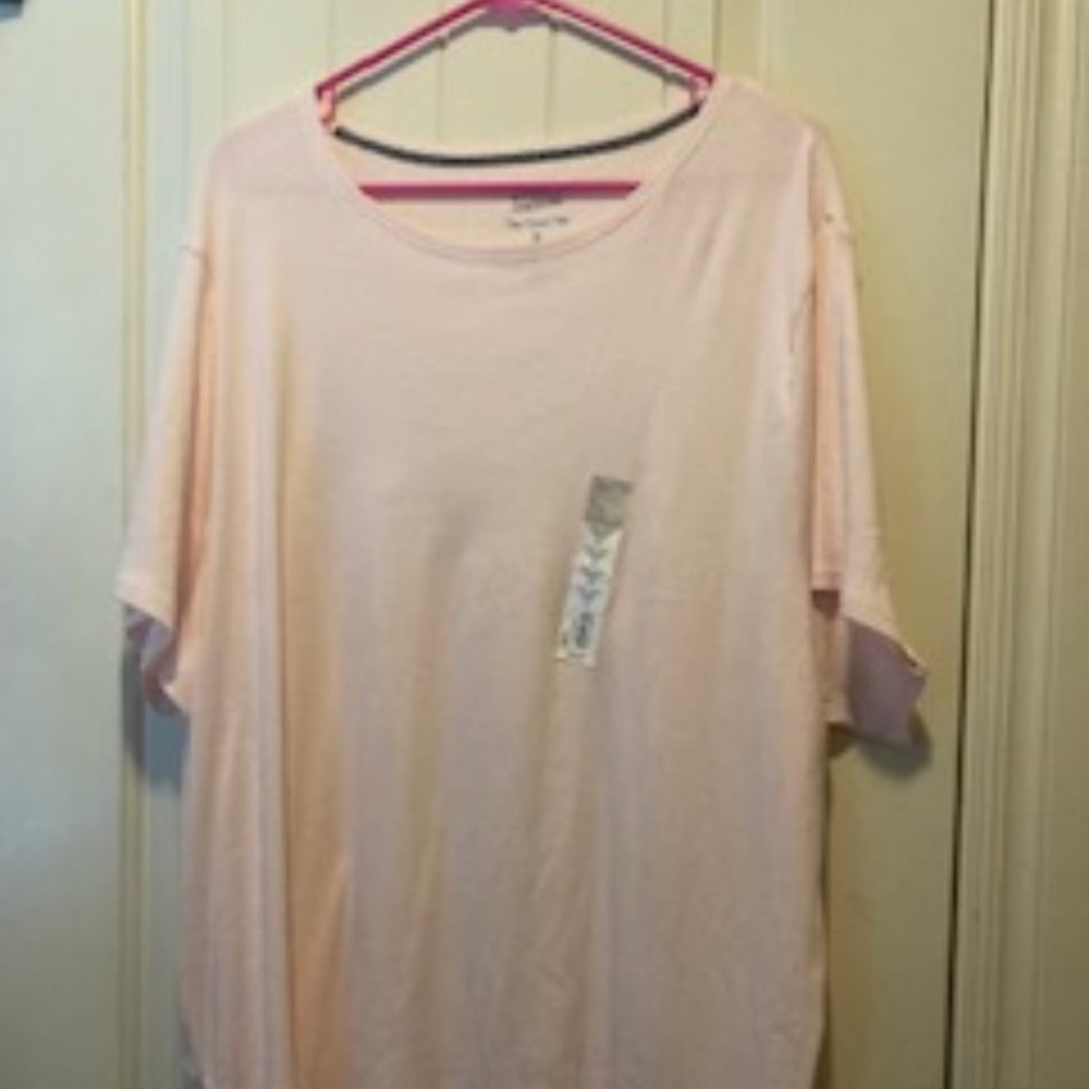 NWT Croft and Barrow Classic Tee simple comfy pink t-shirt size 3X 100%cotton